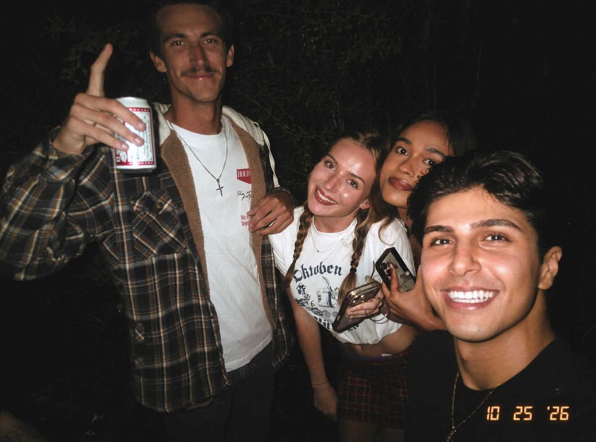 A real DigiFilm photograph of friends on a night out.