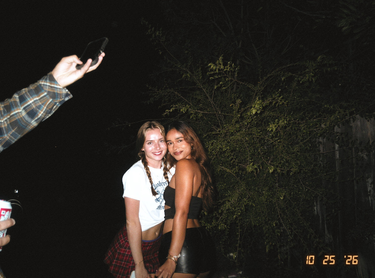 A real DigiFilm photograph of friends on a night out.