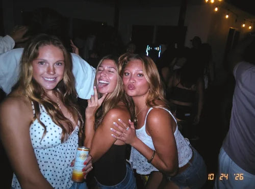 A real DigiFilm photograph of friends on a night out.