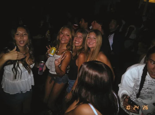 A real DigiFilm photograph of friends on a night out.