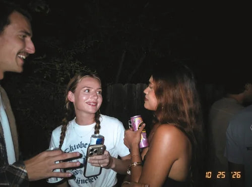 A real DigiFilm photograph of friends on a night out.